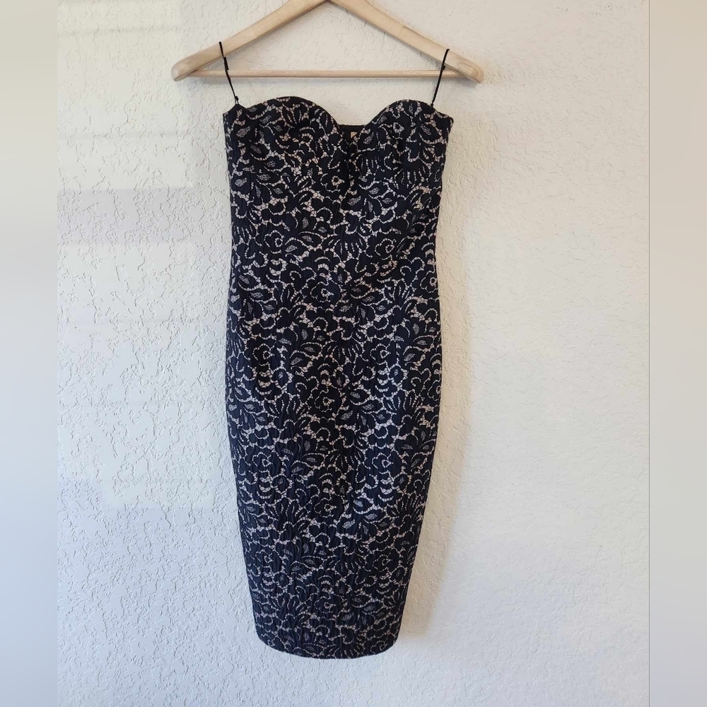 Michael Kors Collection Black and Cream Lace Mini Dress